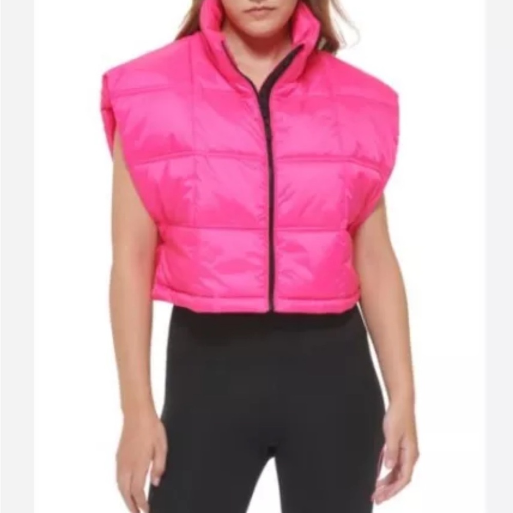 Calvin Klein Performance neon pink cropped puffer Medium NWT